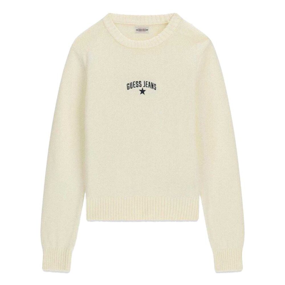 Guess Womens/Ladies Jeans Embroidered Logo Sweater / Warm White